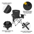 thumbnail image 4 of KingCamp Chaise Rembourrée avec Porte-Gobelet, Glacière et Pochette, Noir (Lot de 2), 4 of 12