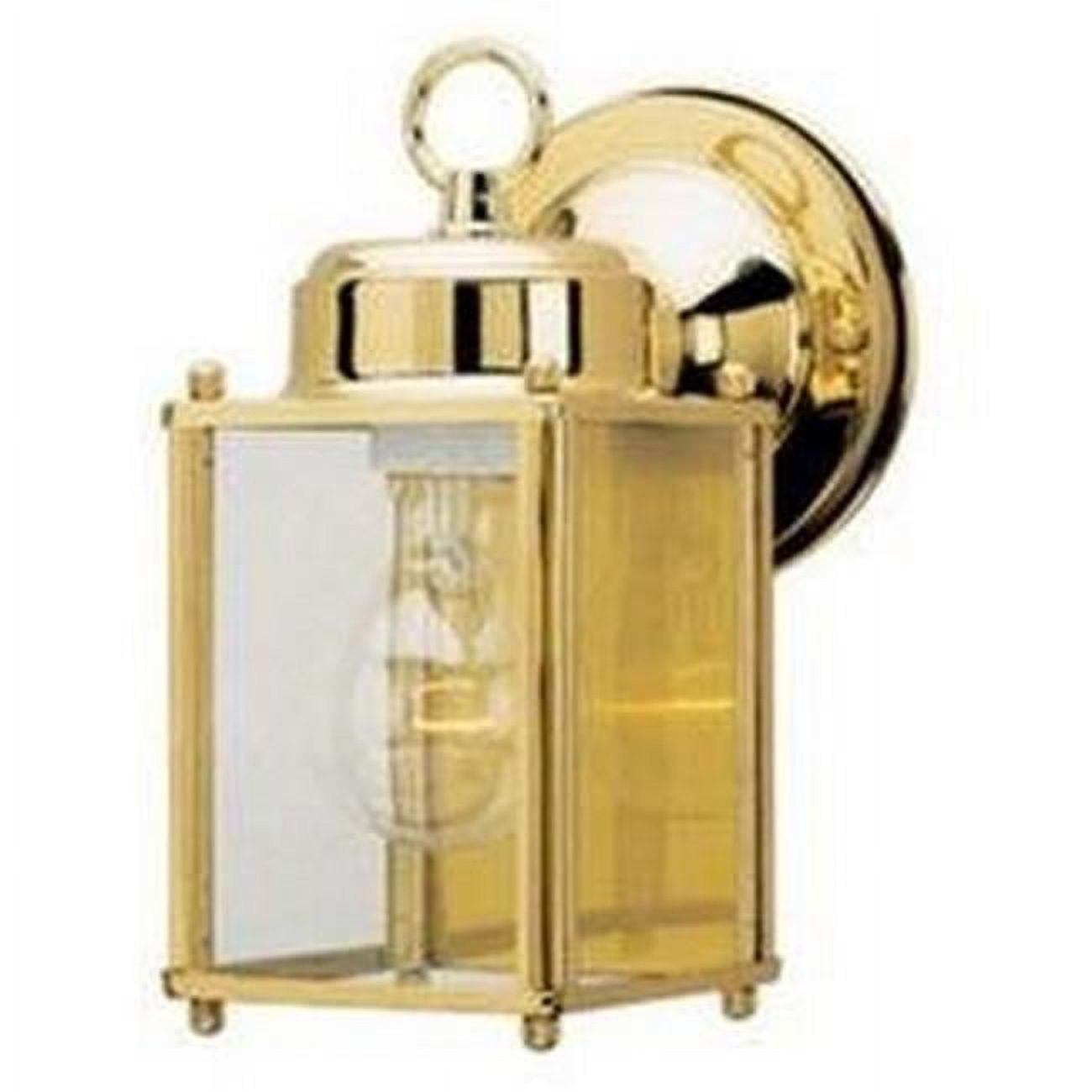 Westinghouse 6693600 One Light Outdoor Wall Lantern, Polished Brass With Clear Glass Panels