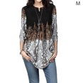 thumbnail image 1 of Chemise pour Femmes T-shirt Imprimé Bohème Col Rond Chemise à Col Rond, Noir, M, 1 of 5