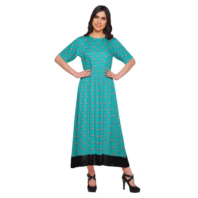 Moomaya Kurti Longue Imprimée Tenue d'Été Tunique Ligne A pour Femmes