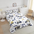 thumbnail image 3 of YST Kids Construction Truck Comforter Queen Size Boys Cartoon Cars Queen Bedding Set Machinery Excavator Tractor Equipment Cute Vehicles Blue Yellow Quilt, 3 of 5