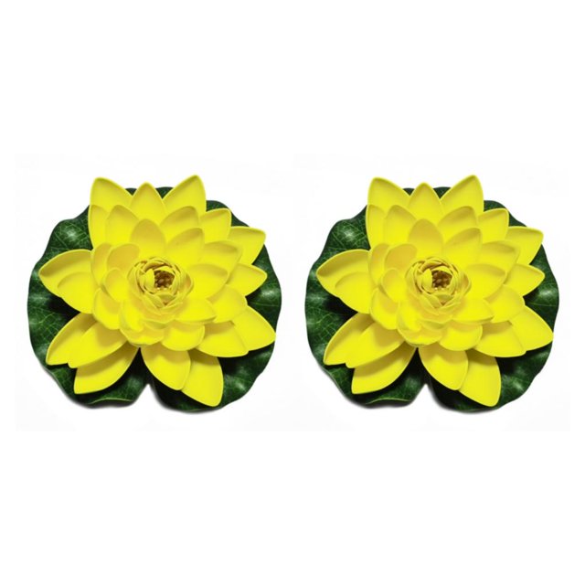 QualitChoice Artificial Lotus Replacement Simulation Outdoor Garden Park Pond Pool Photography Fake Water Flower Decor Yellow 2PCS