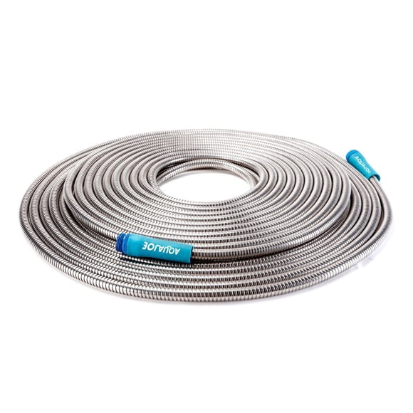 Aqua Joe AJSGH100 1/2-Inch Heavy-Duty, Puncture Proof Kink-Free, Spiral Constructed 304-Stainless Steel Metal, Garden Hose, 100-Foot