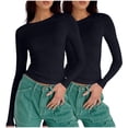 thumbnail image 1 of Birdeem T-Shirts à Manches Longues pour Femmes Mode Décontractée Col Rond Couleur Unie T-Shirt à Manches Longues Chandail Tops Manches 3/4 T-Shirts pour Femmes, 1 of 4
