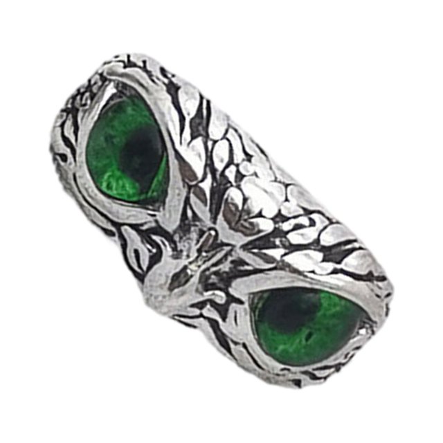 Maytalsory Retro Owl Eye Ring Electroplated With Luster Eye Owl Ring Alloy Exquisite Craft Adjustable Size Official Green 1Set