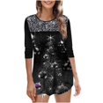 thumbnail image 1 of Pompotops T-Shirt Décontracté à Manches Longues pour Femmes, Col Rond, Imprimé de Noël, Blouse Pull, 1 of 7