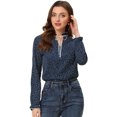 thumbnail image 1 of INSPIRE CHIC Blouse à Col à Volants Noué pour Femme Manches Longues Hauts L Bleu Foncé-Pois, 1 of 5