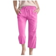 thumbnail image 1 of Plebaso Pantalons Capris Garçons Filles Coton Lin Cordon de Serrage Pantalons Décontractés Légers Raccourcis avec Poches, 1 of 5