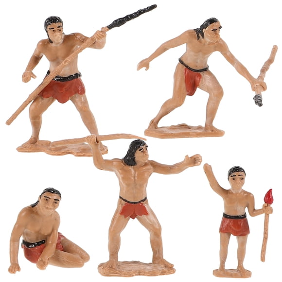 KAKOWELY Primitive human toy model 5Pcs Primitive Men Hunting Scene Model Kit Realistic Simulation Scene Layout Primitive Men Primitive Men Model For Sand Table Layout