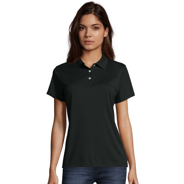 Hanes Womens Sport Cool DRI Performance Polo, S, Black