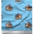 thumbnail image 1 of Soimoi Polyester Crepe Fabric Leaves,Floral & Elephant Block Print Fabric by Yard 52 Inch Wide, 1 of 3