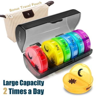 ComfiTime Pill Organizer – Weekly Medicine Organizer, 2 Times a Day, Travel Pill Box with AM/PM Daily Pill Containers, 7 Day Pill Case Holder for Medication & Vitamin Supplement, Pill Dispenser/Sorter