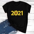 thumbnail image 1 of Hauts d'Été Grande Taille pour Femmes Chic Mode Femmes Manches Courtes Col Rond T-shirt 2021 Haut Imprimé T-shirt Col en V Femmes en Liquidation, 1 of 5