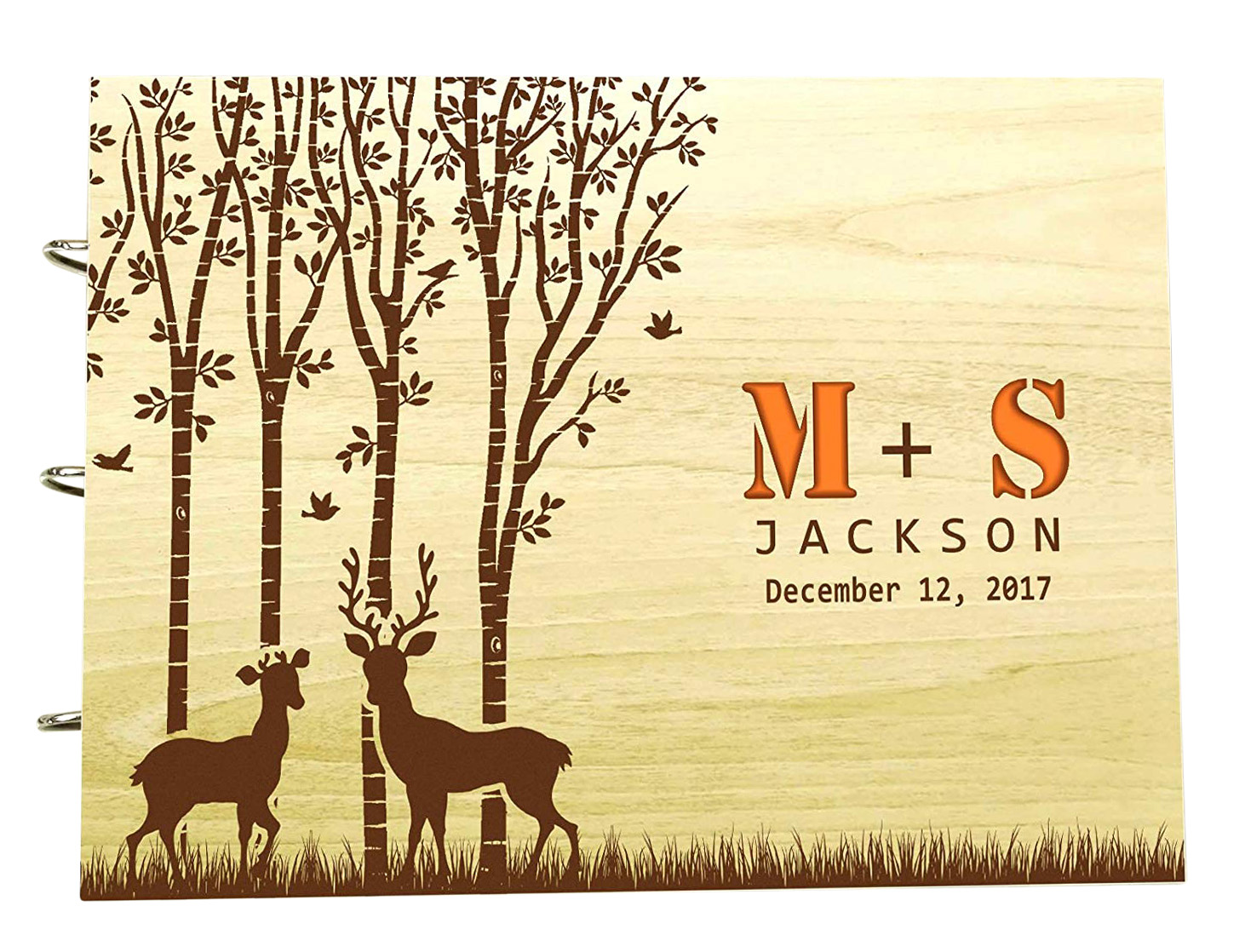 Tree Wedding Guest Book With Deer Personalized Name And Date Scrapbook Photo Albums Book