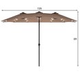 thumbnail image 2 of Costway 15Ft Patio Double-Sided LED Market Umbrella Crank Solar Powered Tan, 2 of 10