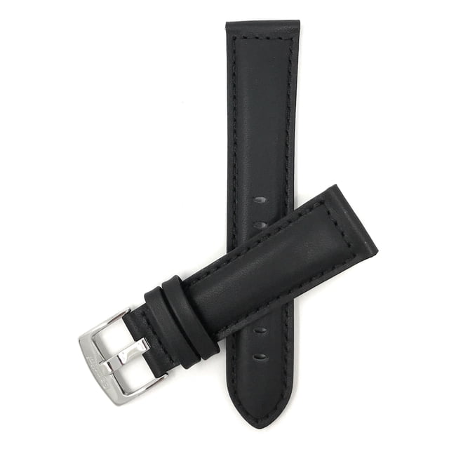 Extra Long (XL), 20mm Leather Watch Band Strap, Mat, Tone-on-Tone Stitching, Stainless Steel Buckle