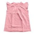 thumbnail image 4 of Girls Ruffle Short Sleeve Shirts Cute Summer Frill Neck Pleated Textured Blouse Tops, 4 of 7