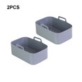 thumbnail image 3 of serony Air Fryer Baking Plate High Temperature Rectangle Non-Fading Liner Reusable Silicone Basket Kitchen Barbecue Cake Tool Gray 2Pcs, 3 of 6