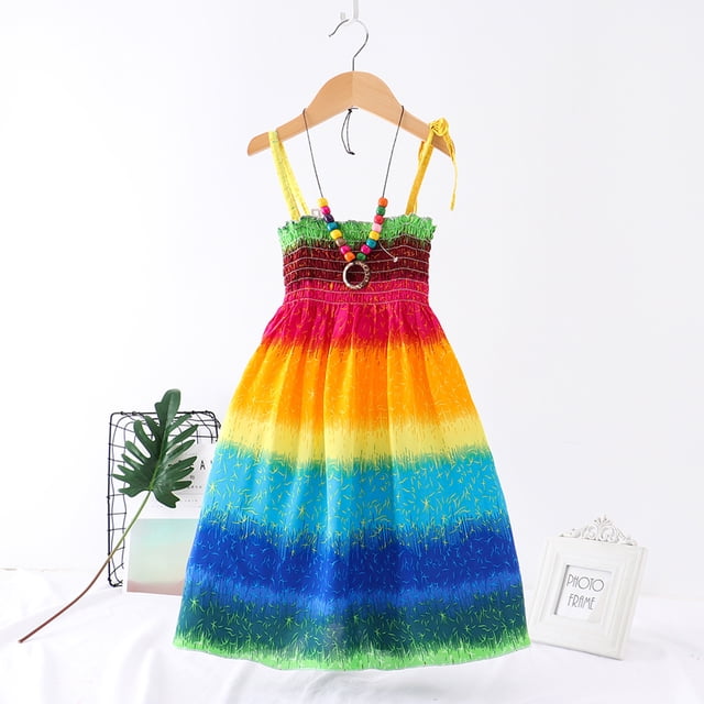 LEEy-world Robes Filles Tenues Bébé Vêtements Imprimé Feuille Plage Enfants Robe Princesse Florale Robe&Jupe Filles, Bleu