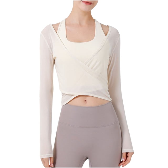 Timegard Sports Bra for Women Full Coverage High Support Breathable Yoga Bras with Mesh Cover up Top