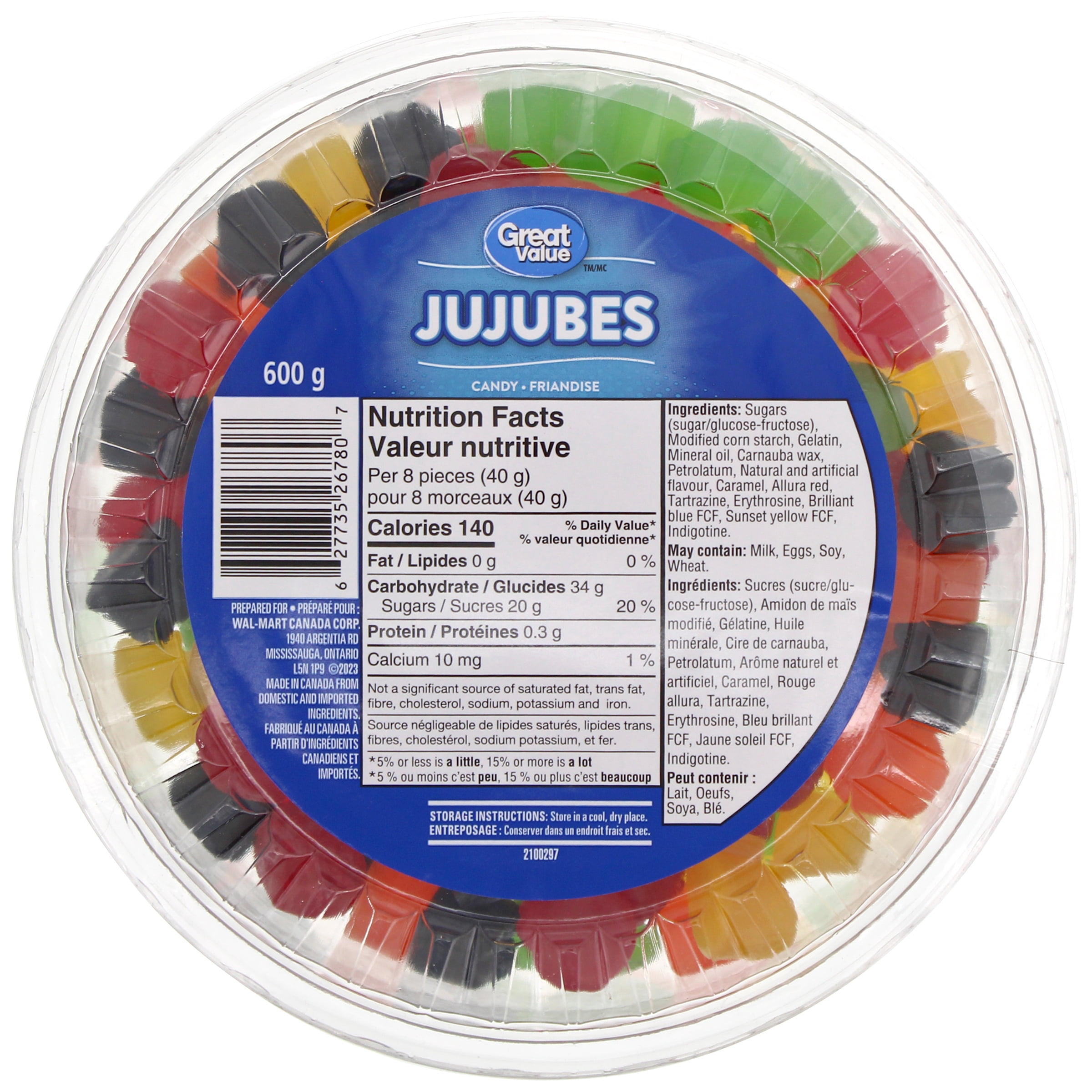 Great Value Jujubes Tub 600g, Fruity Flavours - Walmart.ca