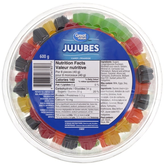 Great Value Jujubes Tub 600g, Fruity Flavours