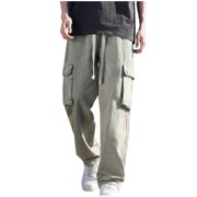 FcBaudy Full Length Pants Man Solid Color Work Clothes Style Jeans Easy Straight Tube Trousers Men Polyester Pants