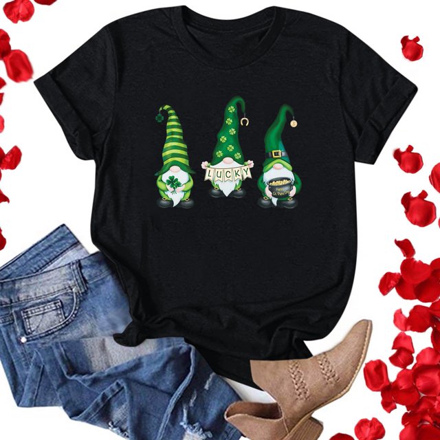 T-Shirt de la Saint-Patrick pour Femmes Mode Saint-Patrick Imprimé Col Rond Manches Courtes T-Shirt Décontracté Haut T-Shirts de la Saint-Patrick pour Femmes