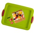 thumbnail image 1 of DEBGFS Non Stick Silicone Brownie Baking Pan With Handles - Steel Frame Inside  Rectangular Cookie Baking Sheet/Jelly Roll Tray Set Nonstick  Cleaned in Dishwasher  13x9 in - Color,green, 1 of 5