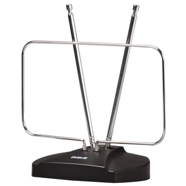Antenne 4K HDTV intérieure RCA UHF/VHF réglable 64 km (40 miles) à oreille de lapin - Noir