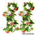 thumbnail image 2 of 2pcs Artificial Vine Morning Glory Hanging Fake Foliage Home Decor Simulation Vine Plant  Red, 2 of 10
