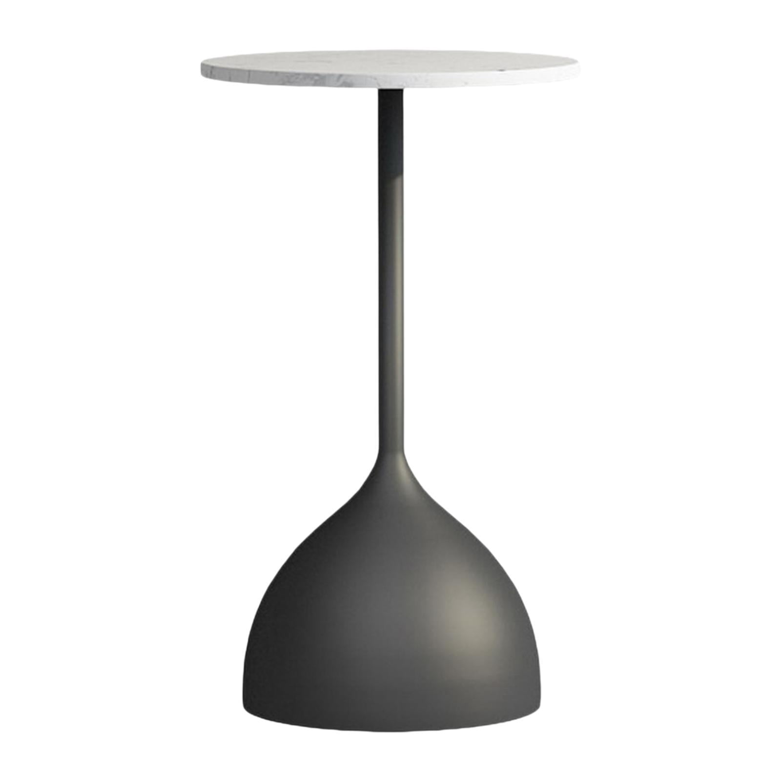 DOLITY Small Round Side Table Ornament Coffee Table for Indoor Balcony Living Room black white marble