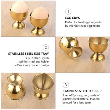 8X Egg Cups Set Stainless Steel Eggs Hard Boiled Eggs and Soft Tray Tool Holders Kitchen, Gold