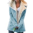 thumbnail image 1 of Innerwin Jacket Long Sleeve Ladies Coat Winter Warm Solid Color Thicken Plush Overcoats Blue S, 1 of 2