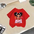 thumbnail image 5 of PMVFHDE T-Shirts pour Fille Jolis Hauts d'Été pour Fille Jolis T-Shirts pour Fille Hauts Filles T-Shirts Graphiques Enfant Filles Joli Graphique Col Rond Manche Courte Tee T-Shirt d'Été Rouge,3-4 Ans, 5 of 5