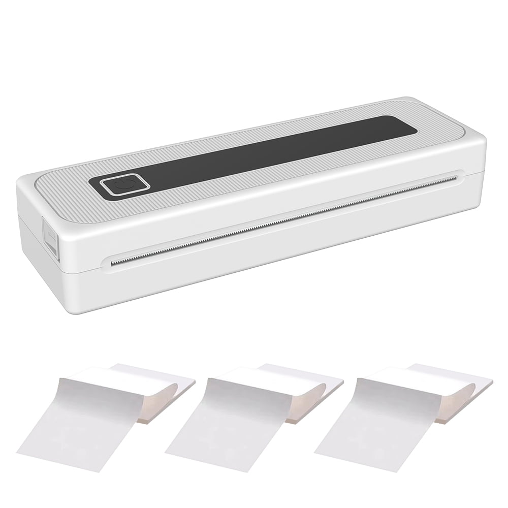 Portable A4 Printer with 300 Sheets of Paper (3 Packs) - Compact Design, 200DPI Resolution, Bluetooth Connectivity, 2000mAh Battery, Ideal for On-the-Go Printing
