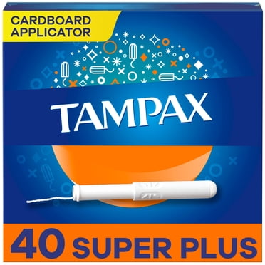 Tampax Tampons avec Applicateur en Carton, Absorption Super Plus, Prise Antidérapante, Jupe LeakGuard, Non Parfumés 40 Unités