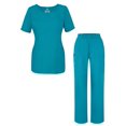 thumbnail image 1 of Adar Universal Women's Scrub Set - V-neck Scrub Top and Elastic Pull-On Scrub Pants, 1 of 7