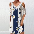 thumbnail image 3 of Cameland Robe Femme Mode Aguichant à Col en V à Manches Courtes Ajourée Imprimée à Épaules Dénudées, 3 of 6