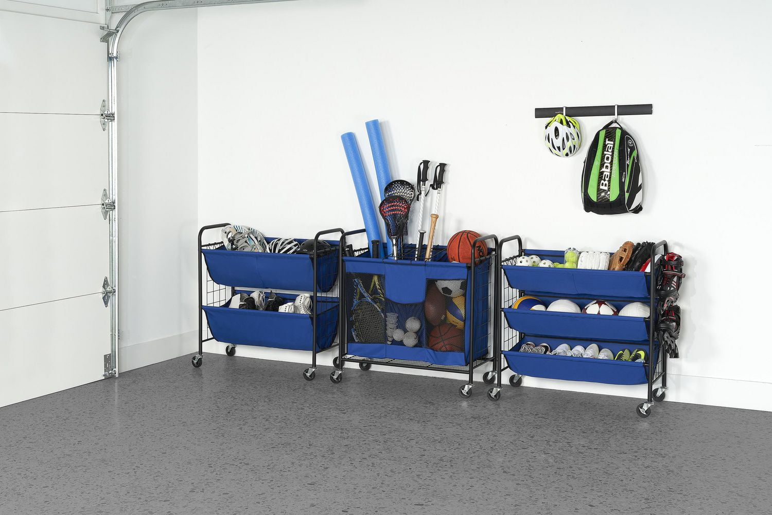 Organisateur de rangement de garage à 3 niveaux avec roulettes