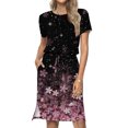 thumbnail image 1 of Fshaion Robe d'Été pour Femmes 2024 Grande Taille Décontractée Col Rond Bretelles Manches Courtes Imprimé Floral Robe Ample avec Poche Liquidation à Moins de 10!, 1 of 7