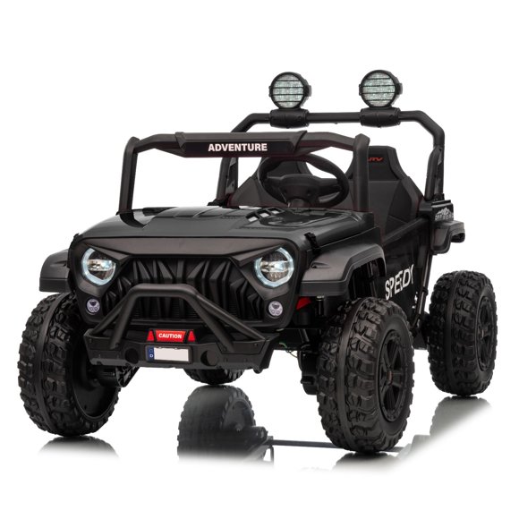 Kids on Wheelz HAVOC 3.0 24V 2-Seater Electric UTV Ride-On Car for Kids with Parent Remote Control, Reinforced Metal Frame, Quad Motors, LED Lights & Bluetooth Music, Black