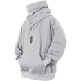 thumbnail image 1 of RXIRUCGD Men's Loose Casual Solid Color Pocket Top Hoodie, Gray, Size: L, 1 of 2