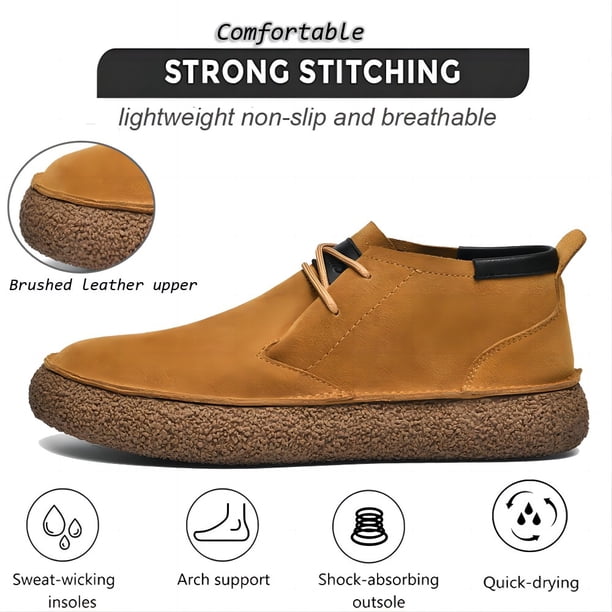 Men\'s Brown Leather Chukka Boots with Beige Outsole Brown Chukka Boots | The Essential Brown Boots | Hockerty main image 3