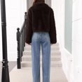 thumbnail image 4 of Mceream Women's Faux Fur Cropped Coat Open Front Fluffy Cardigan Zip Up Shaggy Short Jacket Warm Elegant Crop Outerwear Plus Size Winter Outwear Chaqueta Acolchada Para Mujer Coffee S, 4 of 4
