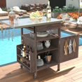 thumbnail image 1 of Chariot de Gril Extérieur Brun avec Table en Acier Inoxydable et Armoire de Rangement - Chariot de Cuisine de 40,5 Pouces, 1 of 8
