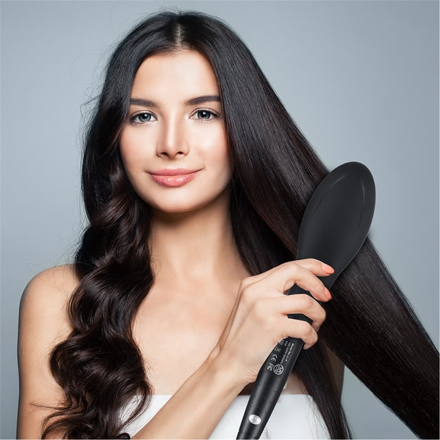 CkeyiN Straightening Brush 2-Speed Temperature Control Removable Straightening Comb, Curling Hair Comb, Interchangeable Hair Curlers Kit