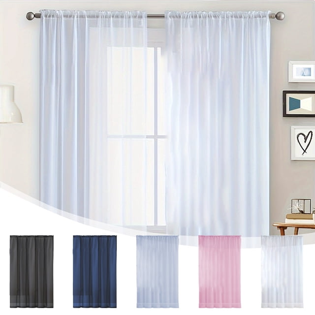 mtvxesu Solid Color Semi Sheer Polyester Gauze Curtains with Rod Pocket Design, Light Filtering, 39.37 X 51.18 Inches, for Living Room or Bedroom, 1 Panel