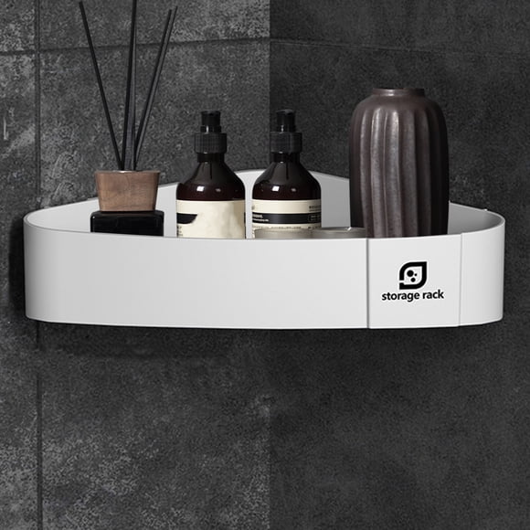 COFEST Corner Bathroom Counter Organizer - Space-Saving Shelf for Storage, Multipurpose Use in White and Blue, Easy to Install & Clean White