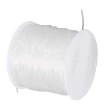 Fugacal Cordon Extensible Transparent 1,2 mm, Cordon Élastique en Spandex, Corde de Ligne Cristal 1,2 mm Bricolage Artisanat, Corde Élastique Ronde Transparente Claire avec 2 Perles Aiguille pour Couture